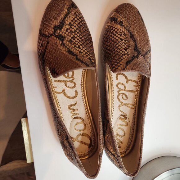 Sam Edelman Jordy Metallic Snakeskin Python Loafers Slip-On Shoes - Picture 10 of 10